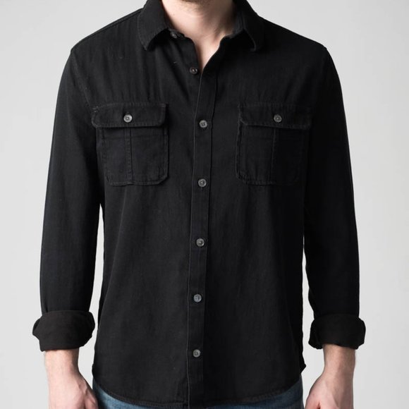 FRAME Men's Vintage Army Shirt in Faded Noir - Picture 1 of 5